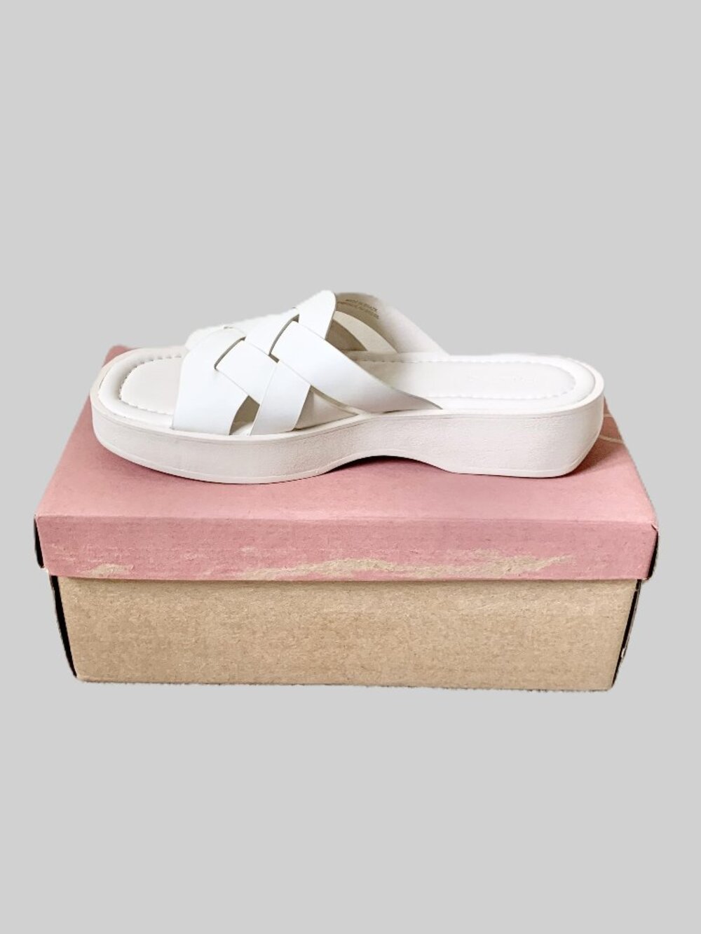 Anthropologie Pilcro Leather Woven Slide Sandals, Cream, Size 39/8.5, NIB - Picture 9 of 15